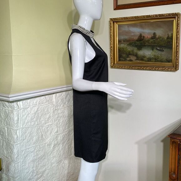 Lulus Black Sleeveless Cocktail Dress Pearl Neckline - Picture 5 of 14